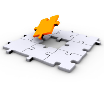 Jigsaw puzzle with a missing orange piece to complete